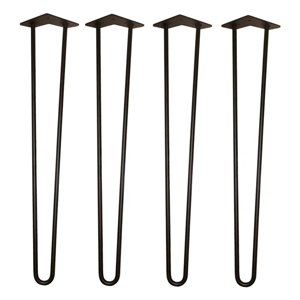 28 Furniture Leg Iron,Black Barstool,2 ROD *3/8 Dia. Solid Iron,Set of 4,Metal Table Feet for Entry Tables, Dining Tables 