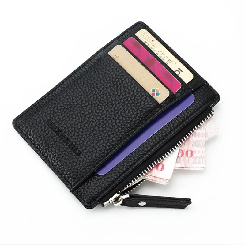 Wallet Mini PU Leather Card Holders Credit Cards Slots Purse Small Men Carteira Women Zipper