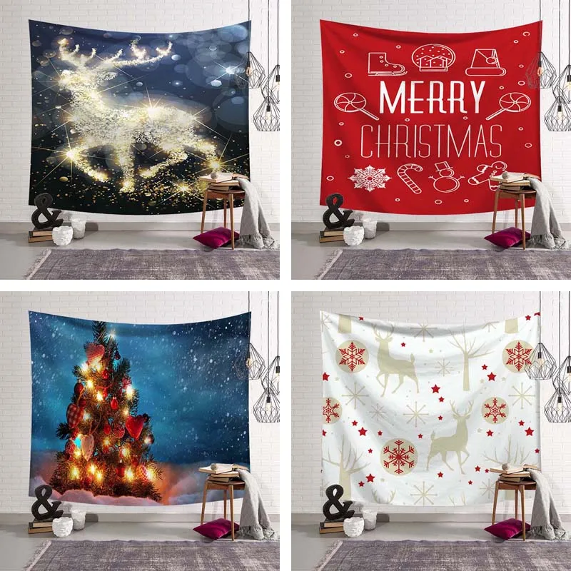 

Merry Christmas Decoration Blanket Art Wall Hanging Tapestry Balloon XMAS Ornamental Wall Cover Party Tablecloth Large Bed Sheet