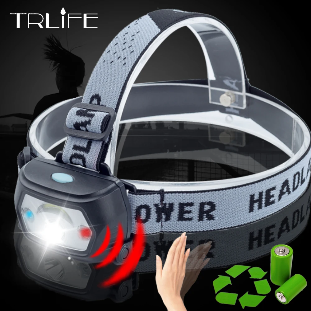 

Buit-in Battery IR Sensor LED Headlamp Portable Mini USB Headlight Bait Induction Body Motion Rechargeable Flashlight Waterproof