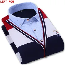 

Men shirt winter Casual Knitted thickening warm shirt social masculina stripe Shirt chemise homme shirt dress Long-sleeved shirt