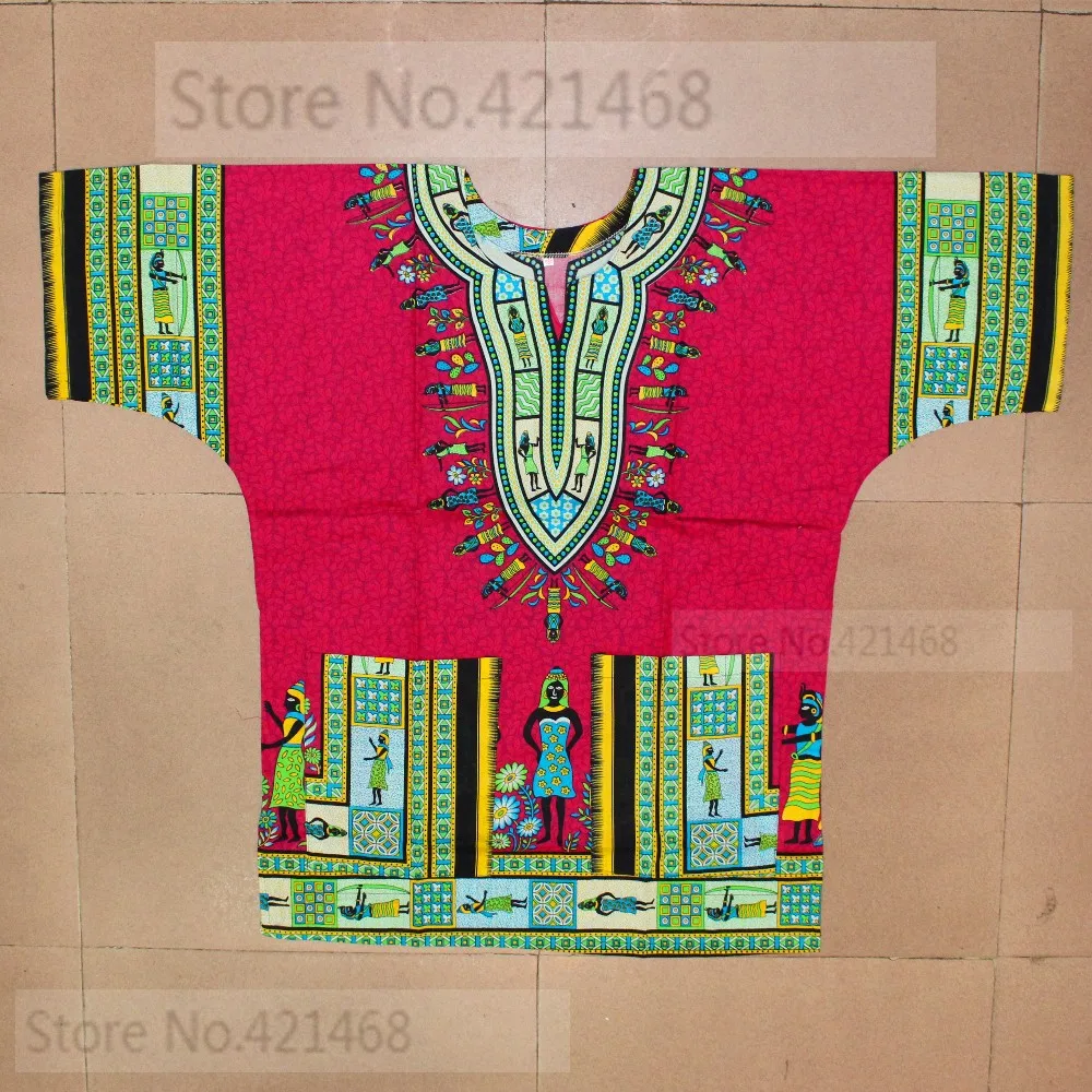 (Fast shipping) New fashion design african traditional printed 100% cotton Dashiki T-shirts for unisex (MADE IN THAILAND) african suit