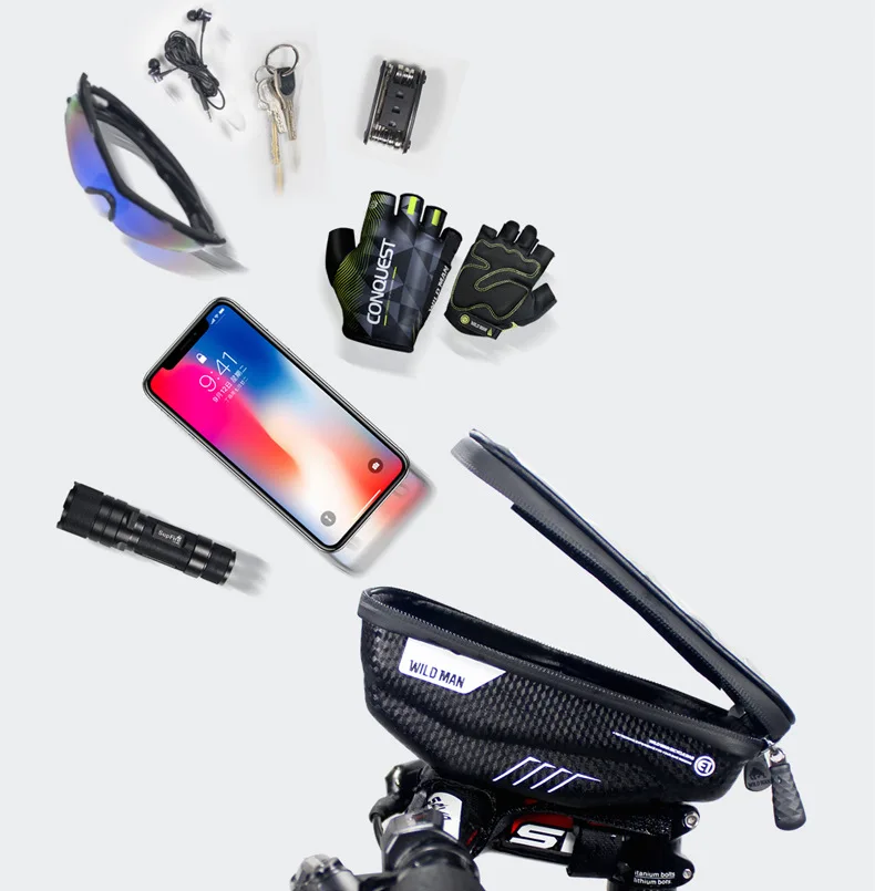 Excellent New EVA Bike Bag MTB Road Waterproof Reflective Touch Screen 6.2" Phone Case Cycling Bag For Bicycle Top Front Tube Frame Bag 4 7