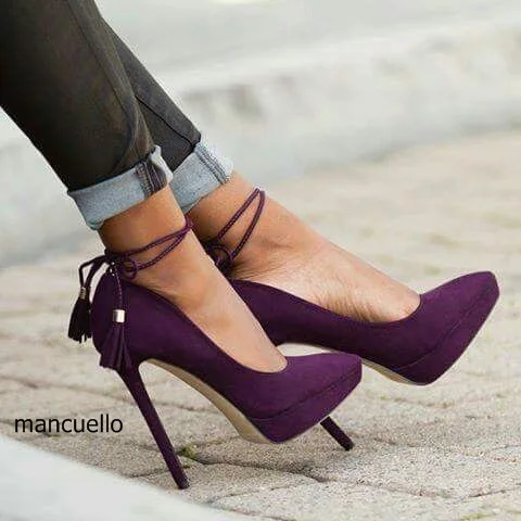 purple suede heels