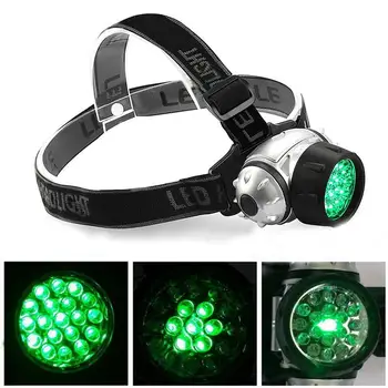 

LumiParty 19 LED High Intensity Green Head Light Hydroponics Horticulture Grow Room Headlamp Flash Night jk30