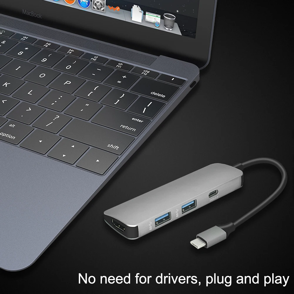 4 в 1 концентратор USB-C к HDMI 4 K USB 3,0 адаптер PD/Micro Usb зарядный порт для MacBook Pro samsung Galaxy S8 USB C концентратор