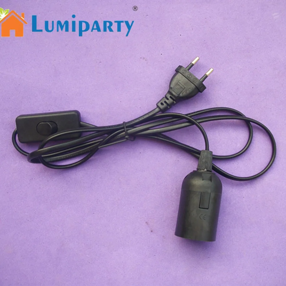 LumiParty E27 подвесной светильник держатель лампы база с 1,8 M шнур и на включение/выключение штепсельная вилка стандарта ЕС(черный
