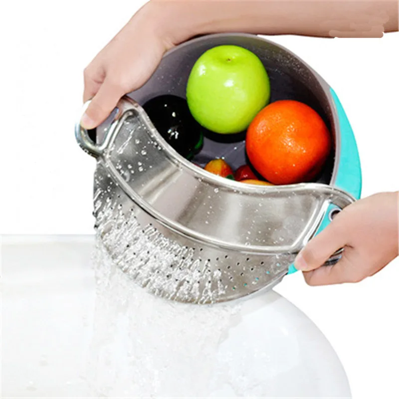 Silver Stainless Steel Rice Cooker Drain File Kichen Tool For Cooking Colander Kitchen Gadgets