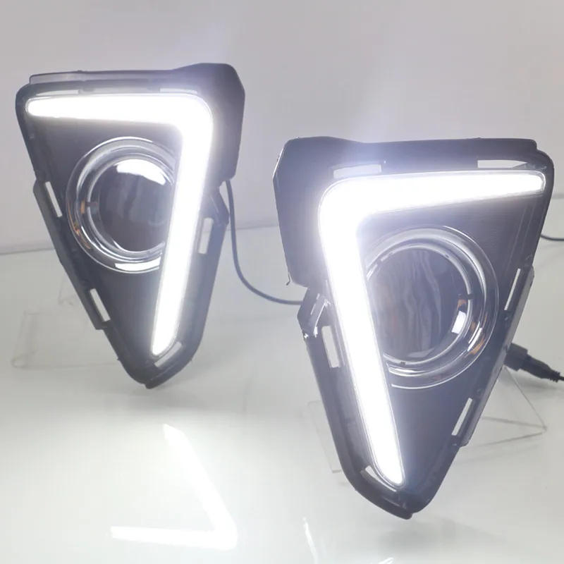 LED DRL Дневные Бег дневного света автомобиля Интимные аксессуары Водонепроницаемый ABS DRL противотуманных фар украшения для Toyota RAV4 RAV 4 - Цвет: White