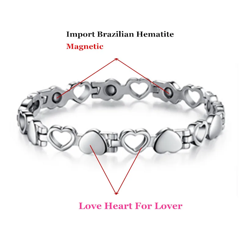 Любителя Браслеты Lover Дизайн с сердечком 316L Нержавеющая сталь Jewelry Браслеты с магнитной энергии шары моды Интимные аксессуары