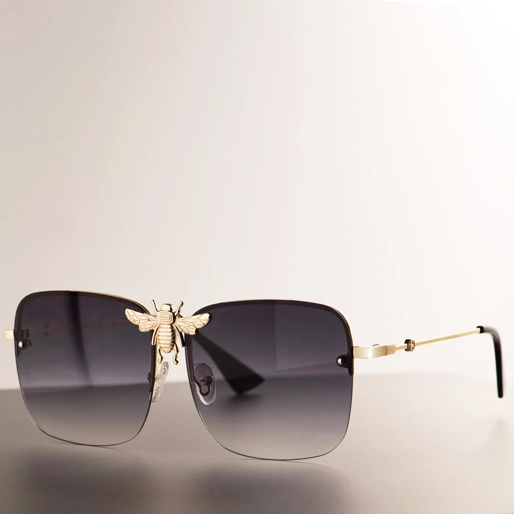Пчела Роскошные солнцезащитные очки для мужчин и женщин Металлические Модные Оттенки UV400 Винтажные Очки A51007