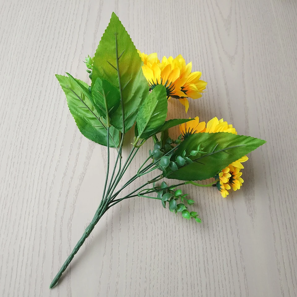 13 Heads Silk Artificial Sunflower Bouquet Fake Sunflower Bouquet Daisy Flower Table Home Room Wedding Decoration (7)