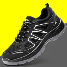 Мужская Легкая Рабочая защитная обувь со стальным носком, светоотражающие дышащие строительные защитные сапоги для женщин