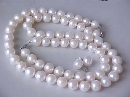 

Free Shipping >>>>> 9-10MM REAL SOUTH SEA WHITE PEARL NECKLACE BRACELET EARRING 14k WHITE GOLD