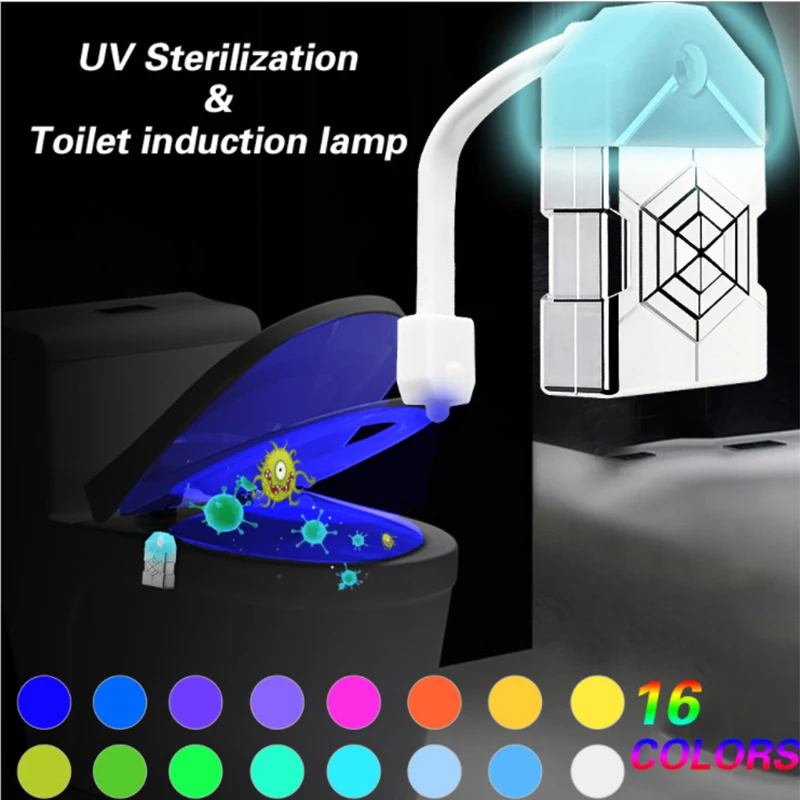 

Smart Bathroom Toilet Nightlight LED Body Motion Activated On/Off WC Seat Sensor Lamp 16 Color PIR Toilet Night Light lamp