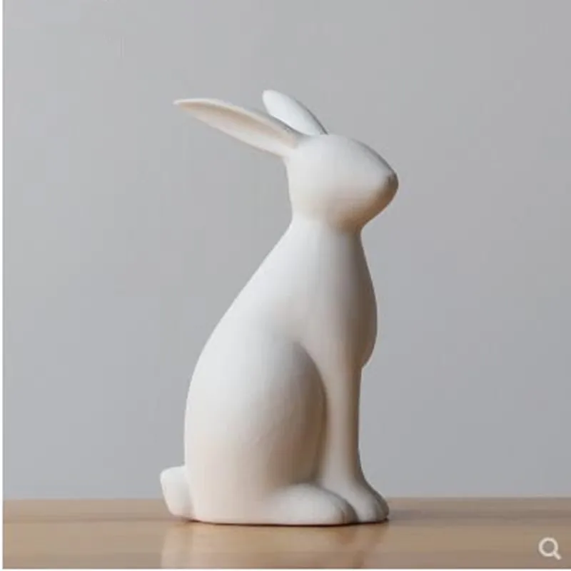 Белый керамический кролик ремесла, милые животные, домашний офис настольные украшения, свадебный подарок на день рождения