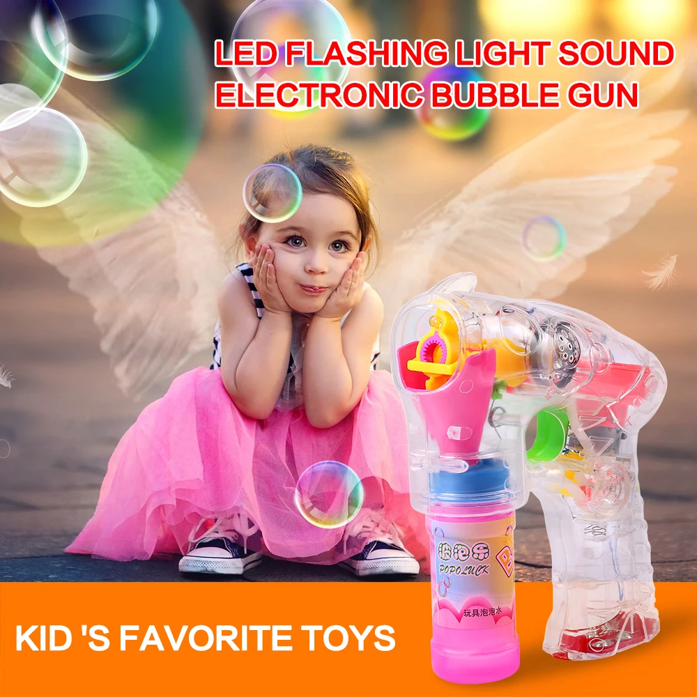 Electric Bubble Gun Automatic Bubbles Water Gun Music Flash Bubble