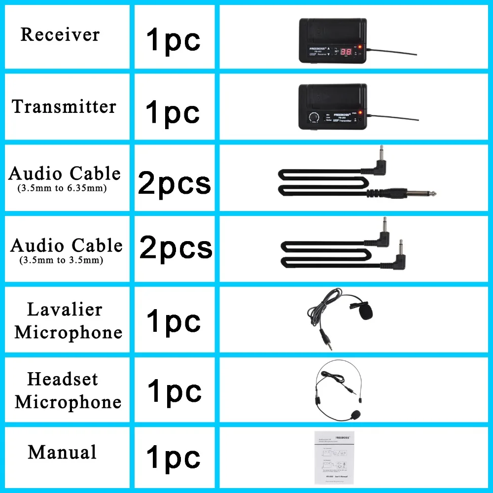 FREEBOSS FB U03 2 1 Way 100 channel Bodypack передатчик для камеры гитары беспроводной микрофон