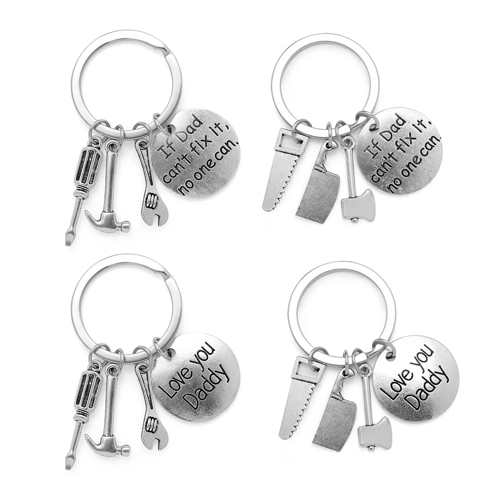 

HOOH Trendy Keyring Hand Tools Keychain Daddy Keyring Gift for Dad Fathers Day Keychain Hand Tools Bag Pendant Key ring Jewelry