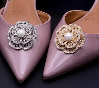 

2018 Fashion Princess Party Wedding Removable Luxury Faux Pearl Rhinestone Clip Bridal Prom Rhinestone Shoe Clips Buck
