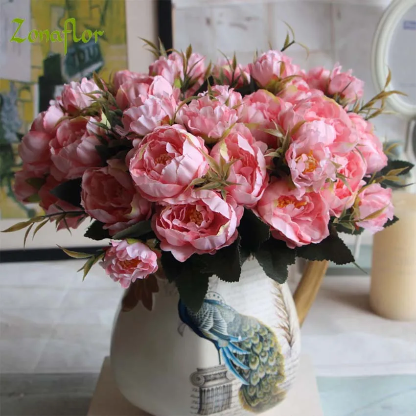 

Zonaflor Artificial Flowers Peony Bride Bouquet Silk Garden Plant Home Decoration Accessories Fake Flower For Wedding Decoration