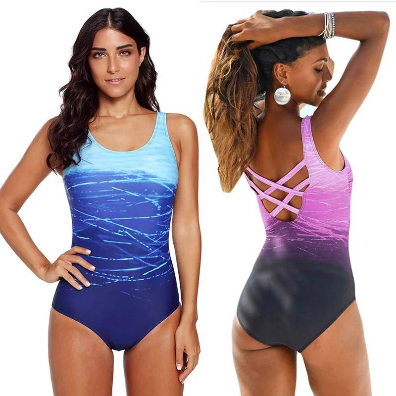 

Women One Piece Swimsuit Sexy High Cut Swimsuit Cross Backless Swimsuit Bathing Suit female Monokini Beach Sports Training XXL