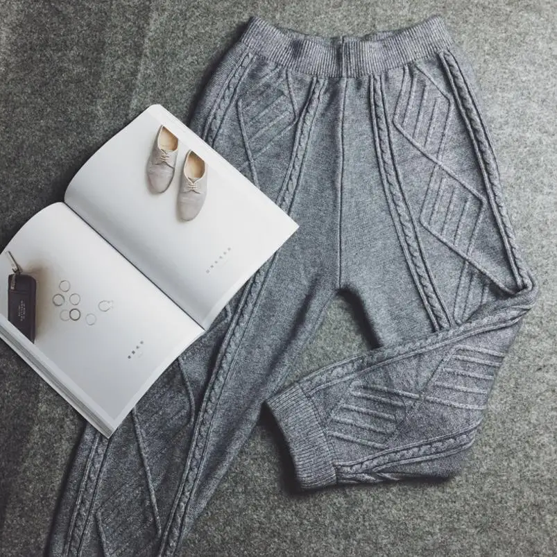 

Knitting women's harem pants loose casual elastic waist trousers plus size women pants