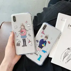 Корейский стиль супер огонь пара мальчик и девочка мягкий силиконовый чехол для телефона для iphone7 чехол X XR XS MAX Чехол для iphone6 6 S 8 плюс