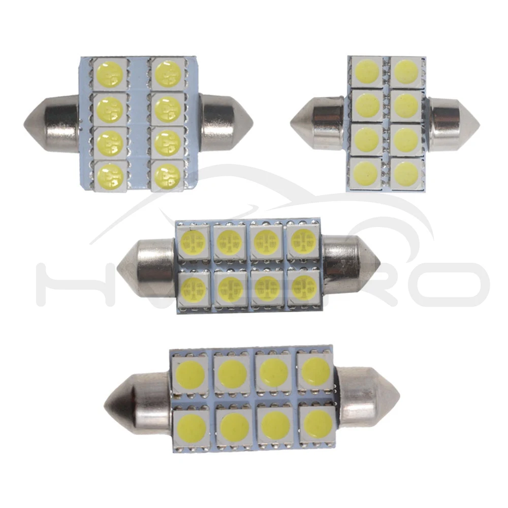 100X Белый 5050 SMD 8Led яркий 31 мм 36 мм 39 мм 41 мм C5W C10W Автомобильный светодиодный фестон купольный дверной светильник лампа для чтения задний фонарь для парковки Led