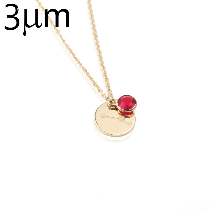 

3UMeter Personalized Zodiac Necklace Birthstone Horoscope Astrology 12 Constellation Gold Plated Disc Necklaces Birthday Gift