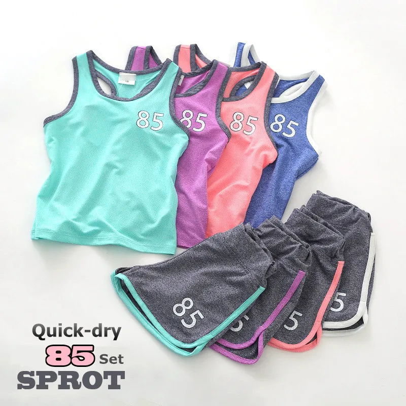 2019 Summer New Children Sets Quick Dry Clothes Baby Boy Girl Mesh Sleeves Vest Pants Sports Set | Детская одежда и обувь