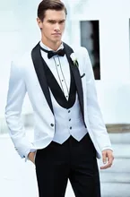 White One Button Latest Design Formal Wearing Customized Groom 3 Pieces (Coat+Pants+Vest) WB041 Pictures of Men Wedding Coats