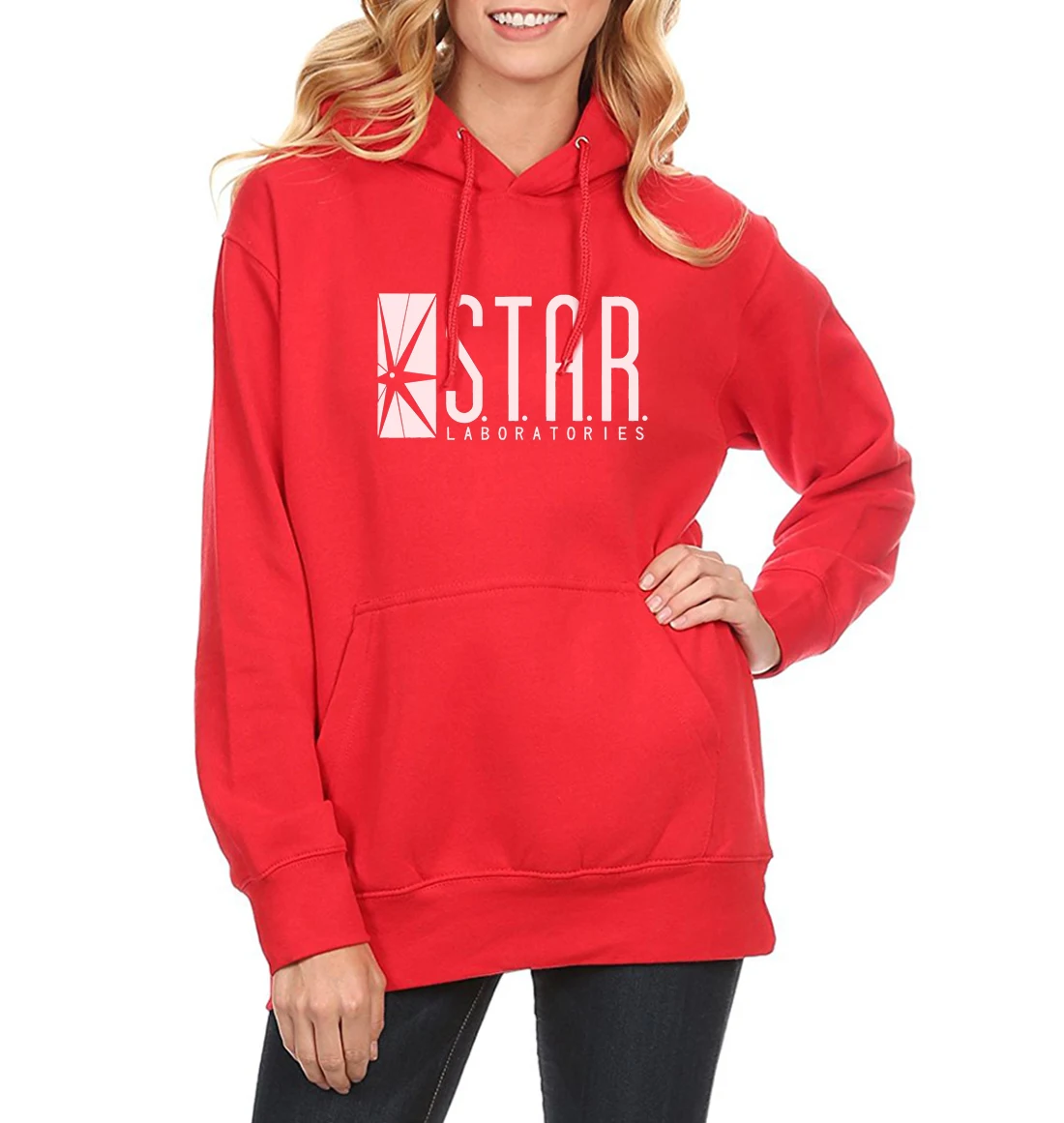Звезда S. T. A. R. Labs модная Толстовка для женщин весенний флисовый пуловер женский зимний брэндовая одежда, спортивные футболки Kawaii спортивная одежда - Цвет: red