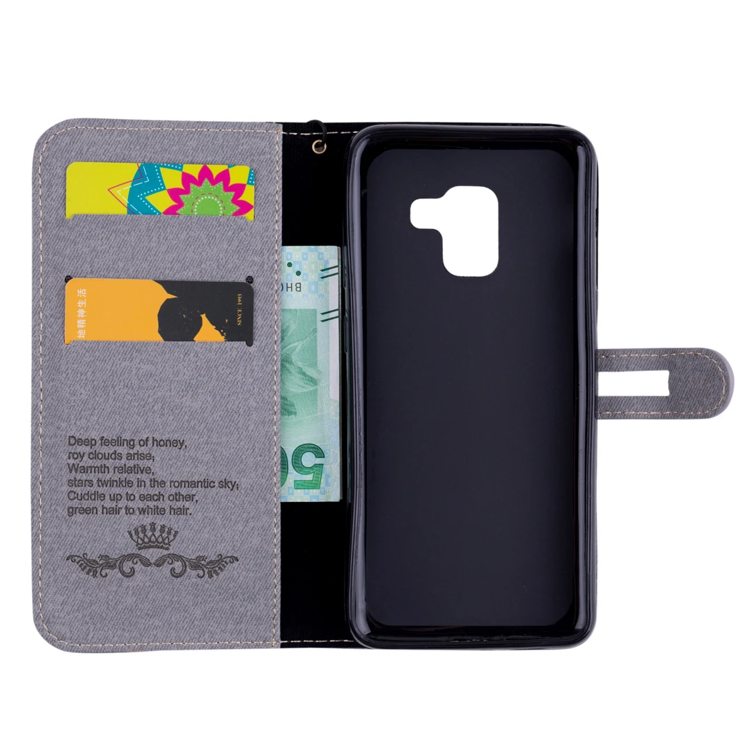 Для Samsung Galaxy A3 A5 A6 A8 J3 J4 J5 J6 Стенд роскошный полиуретановый кошелек для карт ткань сотовый телефон оболочки модный кожаный чехол для телефона чехол