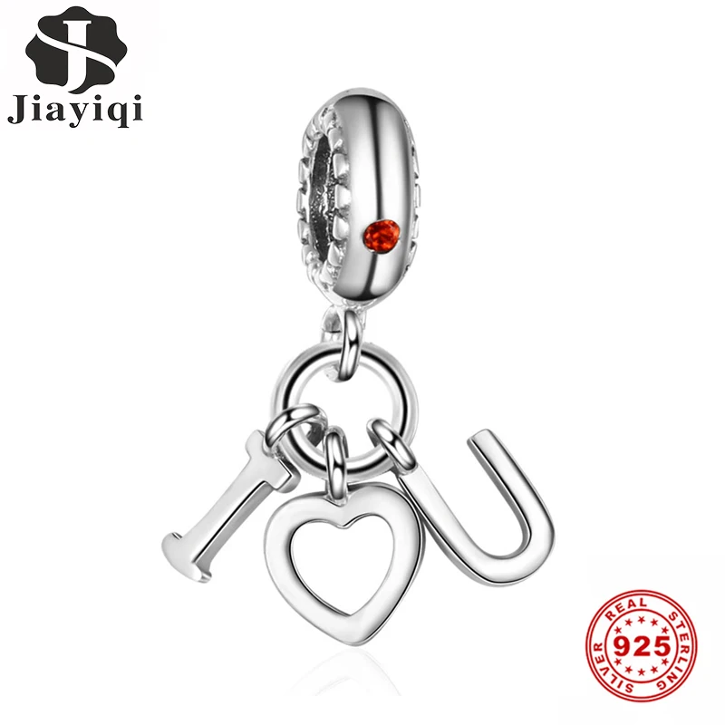 

Jiayiqi Letter I Love You Charms 925 Sterling Silver Pendants DIY Bracelets Necklace Alphabet Pendant For Valentine'S Day Gift