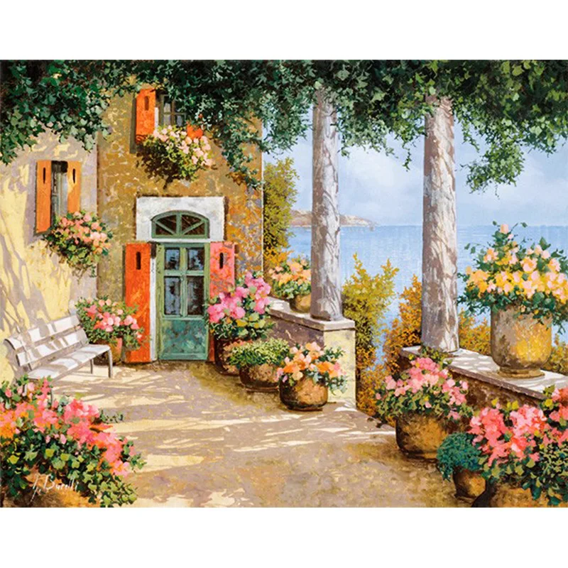 

5D DIY Diamond Painting "Street Garden" Full Square Dril 3D Embroidery Cross Stitch Rhinestone Mosaic Decor