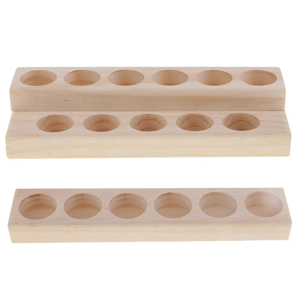 2Set Solid Wood Single Tier Aromatherapy Perfume Essential Oil Display Stand Storage Organizer Rack Holder for 5ml -15ml Bottles