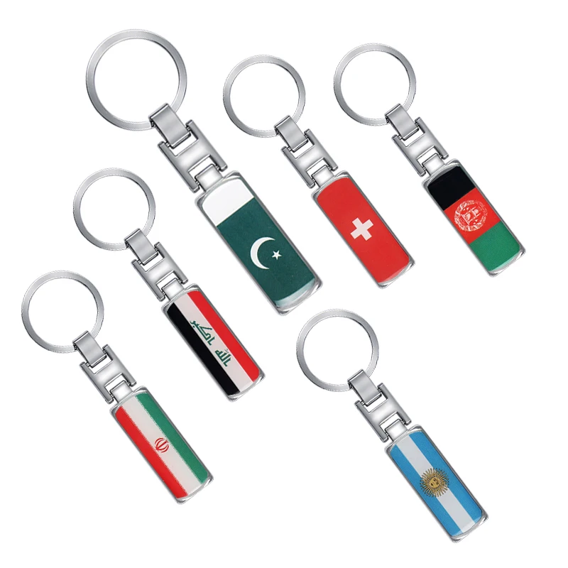 

Metal National flag Car Keychain Key Chain For Iran Argentina Pakistan Switzerland Iraq Afghanistan China Car accessories