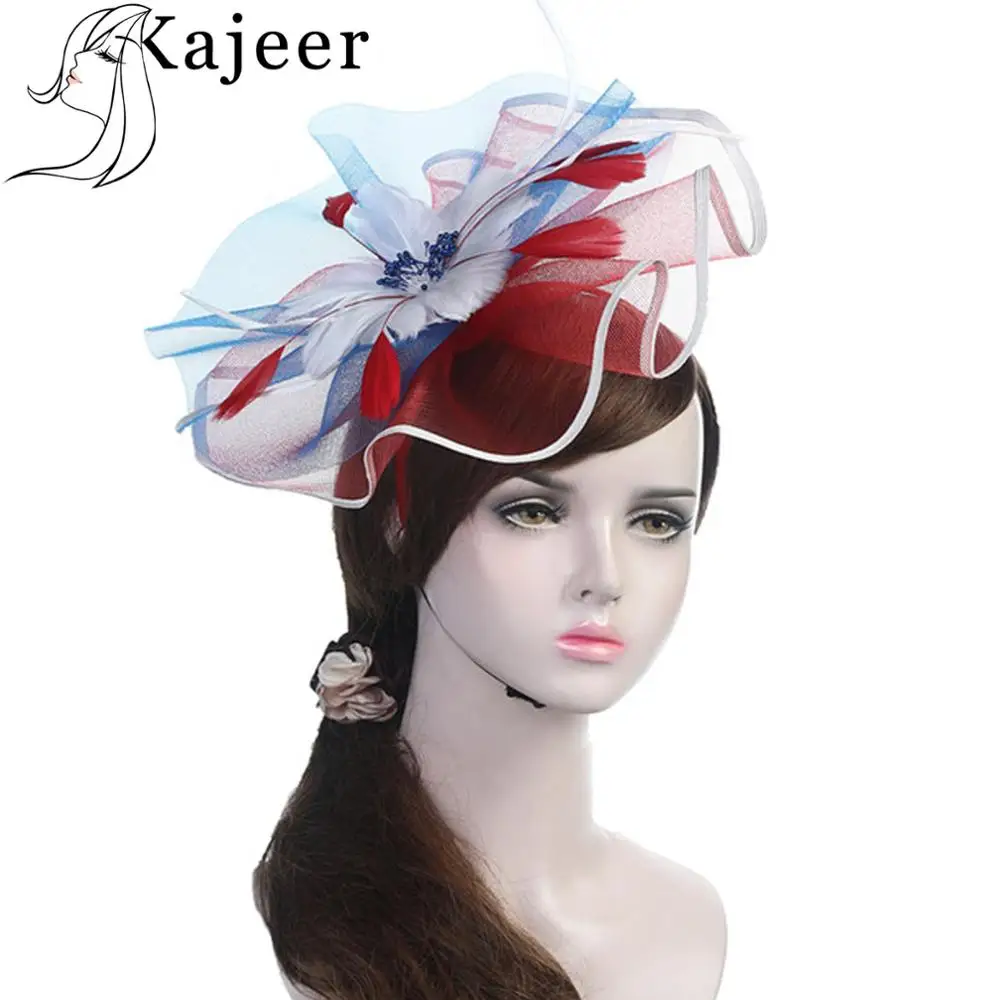 Kajeer головной убор чистая Женская шляпка-Вуалетка модная Коктейльная Федора Свадебная вечеринка церковный головной убор Fedora заколки-перья для волос
