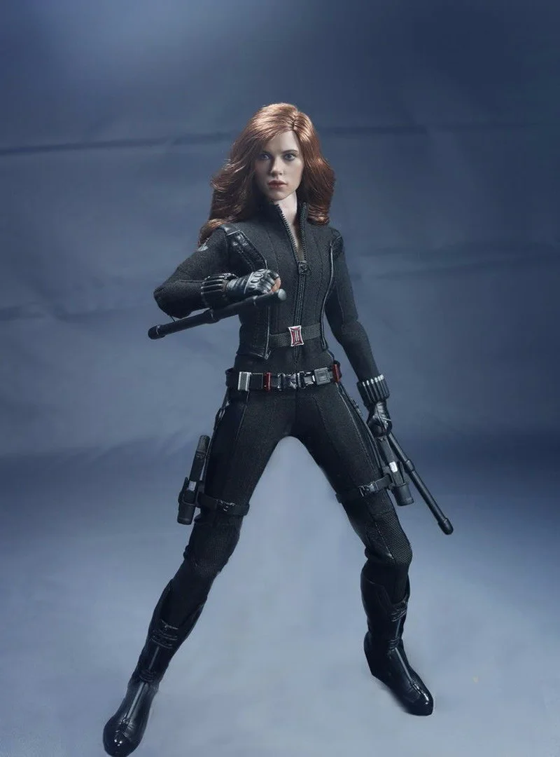 Custom SO-Toys SO-T01/SO-T03 1/6 Scarlett Johansson Black Widow Battle suit Clothes Set For 12 inches PH Doll Body Figure