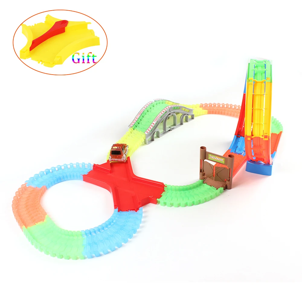 

DIY Slot Magic Twister Tracks 360 Stunt Loop Action Glow in the Dark Track Flexible Assembly Car Track Light-Up Race Vehicle Set
