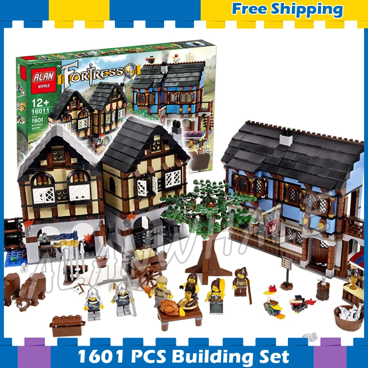 

1601pcs Castle Series Medieval Market Village Assemble 16011 DIY Model Building Blocks Children Gifts sets Compatible with Lego