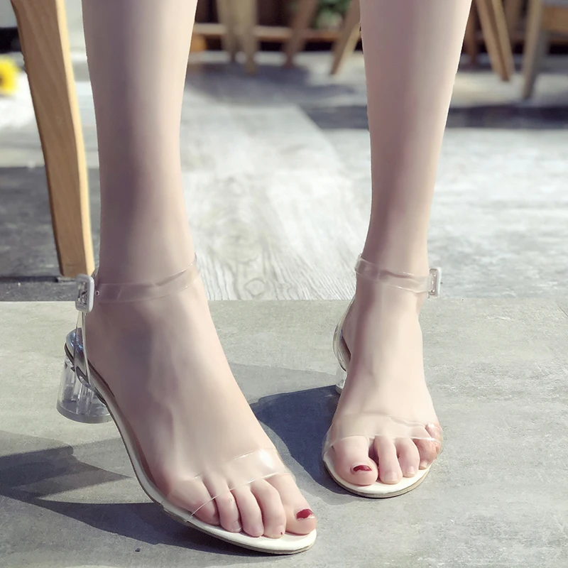 

JUNSRM Sexy Women Shoes High Heels Pointed Toe Slingbacks Thick High Heel Pumps Autumn Lady Party Heels Beige Crystal 35-39
