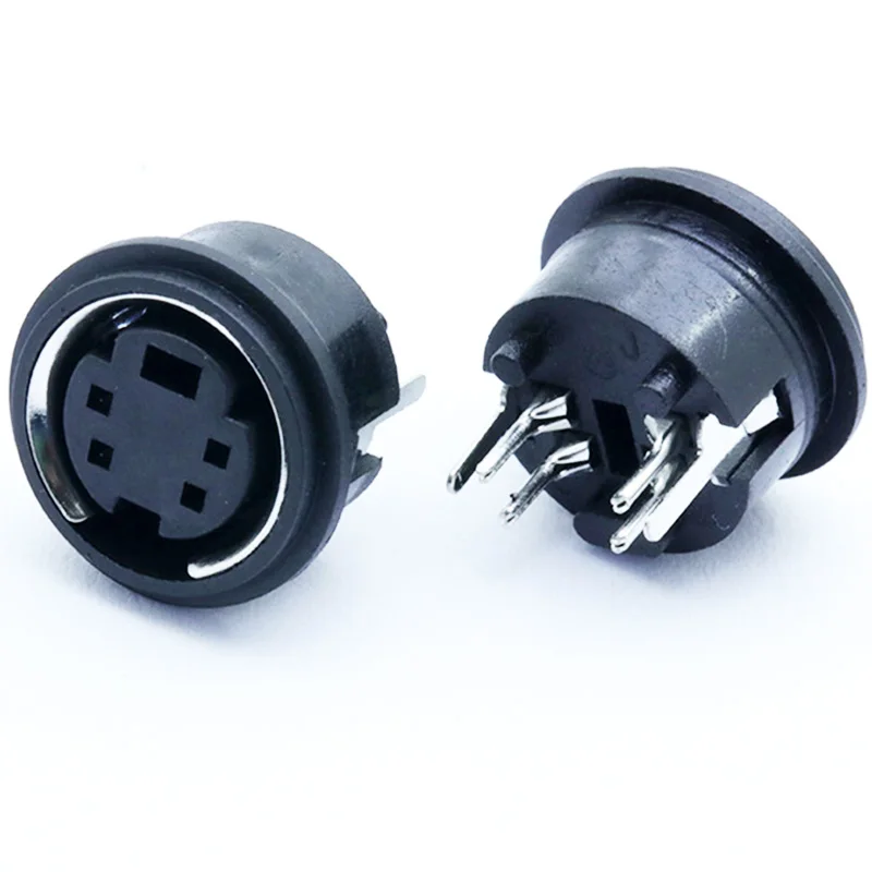 10 шт./лот 4 контактный гнездовой разъем Mini DIN Jack PS2 мини Цилиндрический