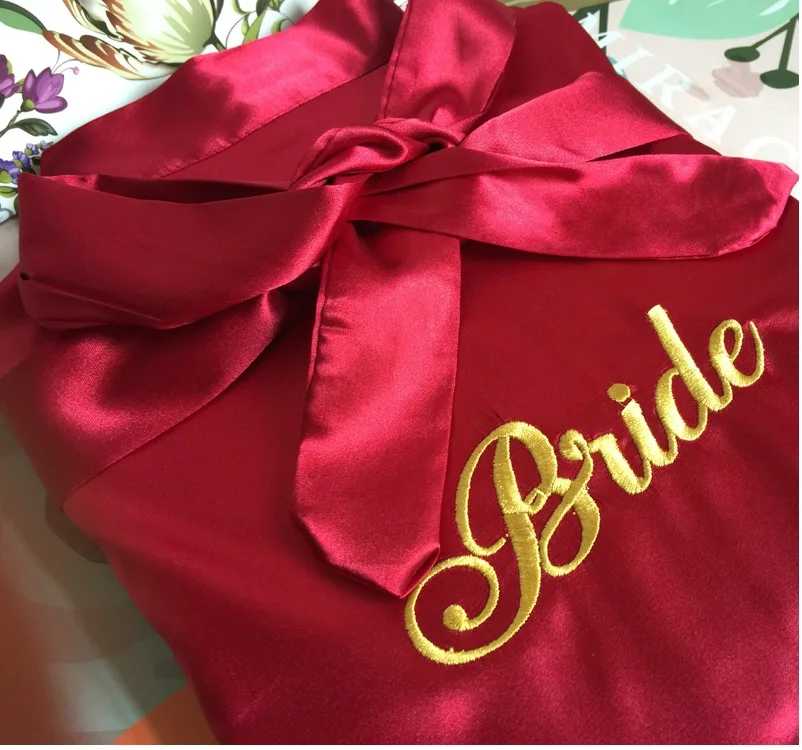 5 шт./партия уникальный вышивка логотипа короткий шелковый атлас для свадьбы, невесты, подружки невесты, подарки, кимоно