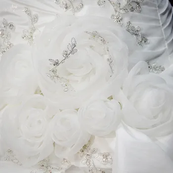 

RSB12 Silver Appliques Organza 6 Pieces Belt Flowers Wedding