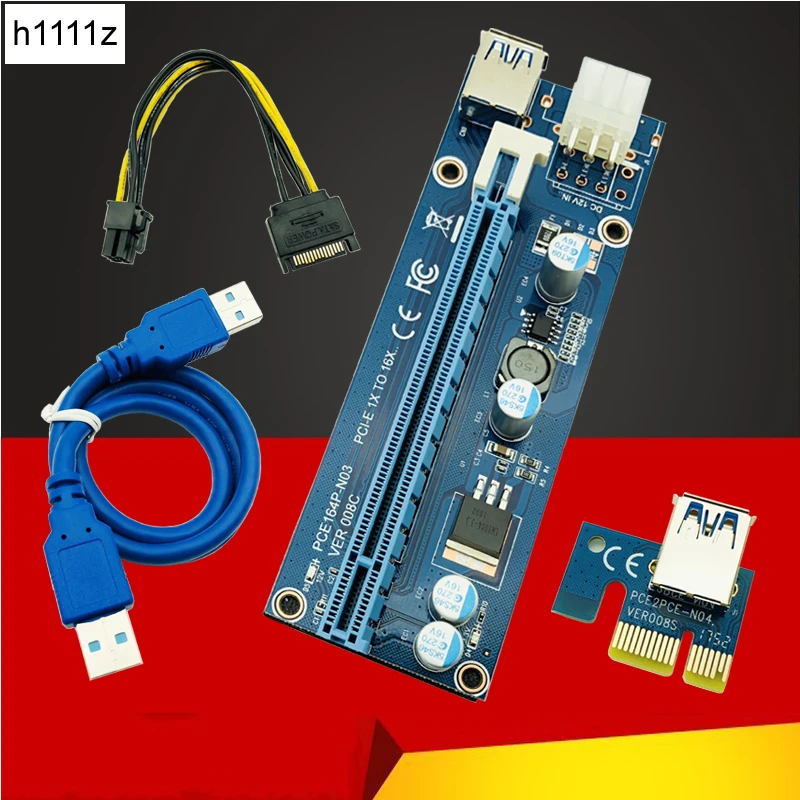 Карта расширения PCIe PCI E Express 008C для ПК Райзер с 1x на 16x USB 3 0 кабель передачи данных