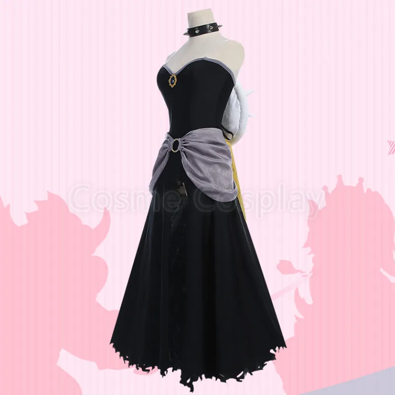 

Super Mario Bowsette Cospaly Costume Bowser Mario Princess Toadstool Peach Cos Turtle Shell Tail cosplay Feminine Black Dress