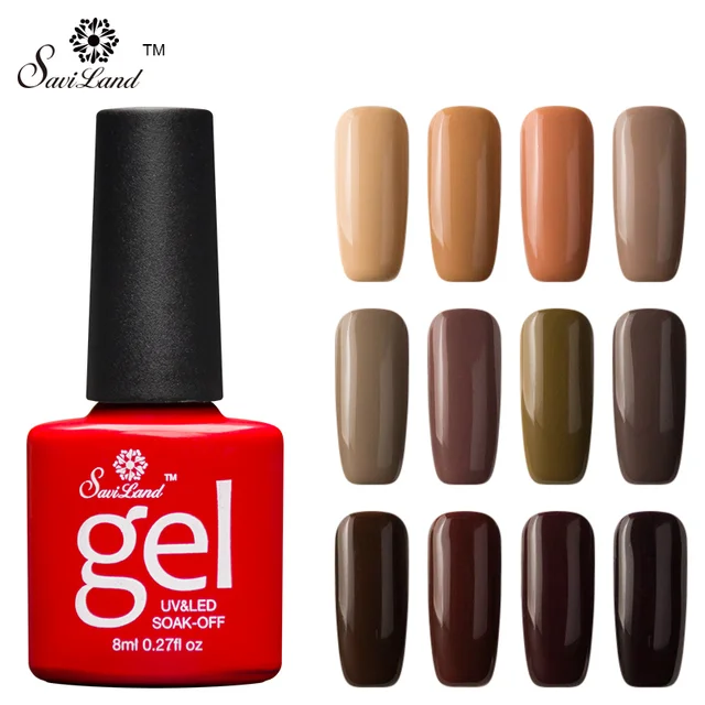 Saviland 1pcs Coffee Chocolate Series Gel Nail Varnish Long Lasting Saviland 1pcs Coffee Chocolate Series Gel Nail Varnish Long Lasting Brown Color Glue Soak
