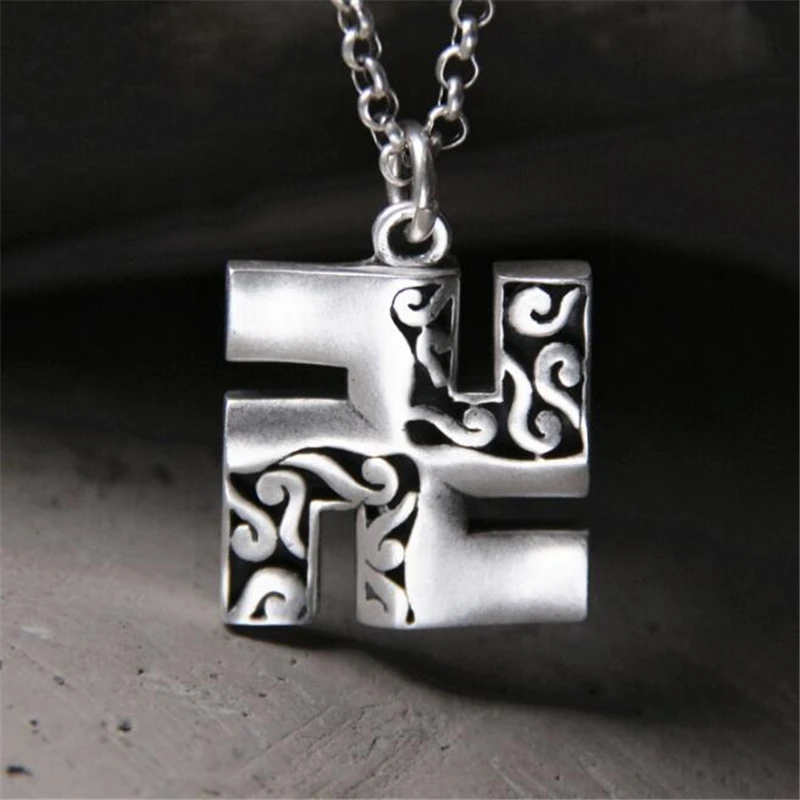 

999 Sterling Silver Buddhism Peace Symbol Swastika Pendant Without Chain Jainism Hinduism Fine Lucky Symbol Jewelry Dropshipping